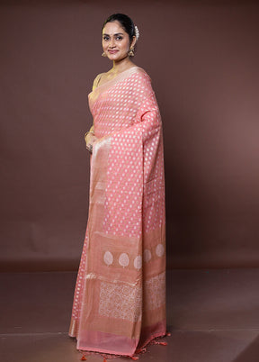 Pink Kora Silk Saree With Blouse Piece