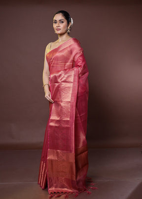 Pink Tissue Silk Saree With Blouse Piece