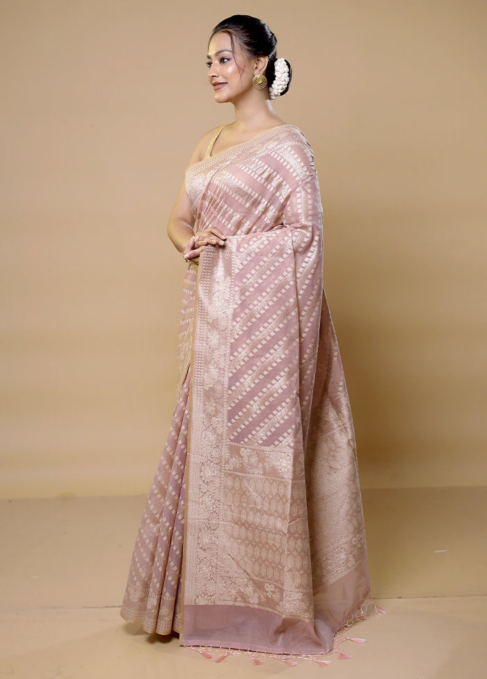 Pink Kora Silk Saree With Blouse Piece