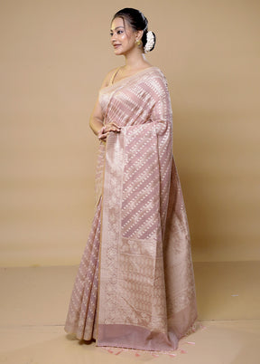 Pink Kora Silk Saree With Blouse Piece