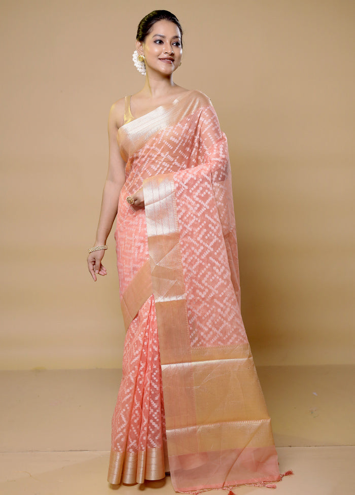 Pink Organza Saree With Blouse Piece