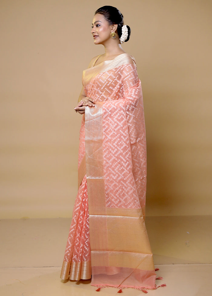 Pink Organza Saree With Blouse Piece