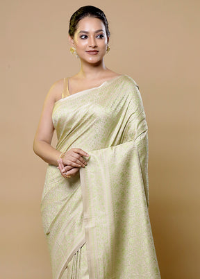 Cream Jamewar Silk Saree With Blouse Piece