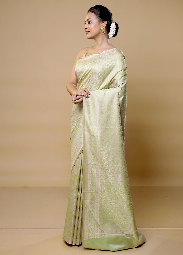 Cream Jamewar Silk Saree With Blouse Piece