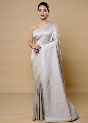 Cream Jamewar Silk Saree With Blouse Piece