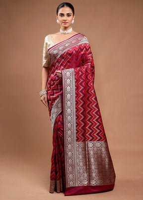 Pink Katan Silk Saree With Blouse Piece