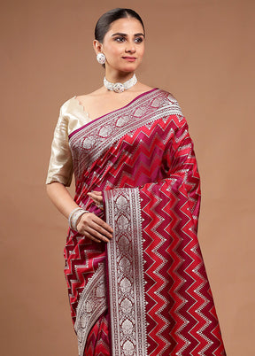 Pink Katan Silk Saree With Blouse Piece