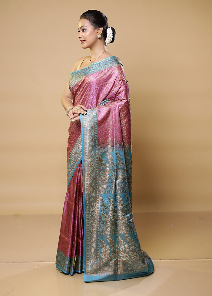 Pink Tanchoi Silk Saree With Blouse Piece