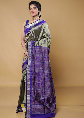 Green Handloom Bomkai Pure Silk Saree With Blouse Piece