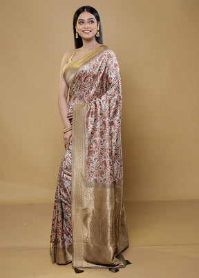 Cream Dupion Silk Saree With Blouse Piece