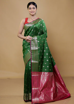 Green Katan Silk Saree With Blouse Piece