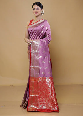 Purple Katan Silk Saree With Blouse Piece