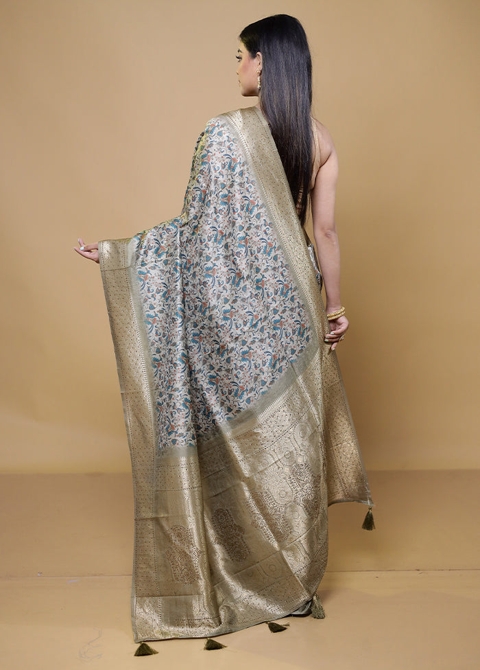 Cream Dupion Silk Saree With Blouse Piece