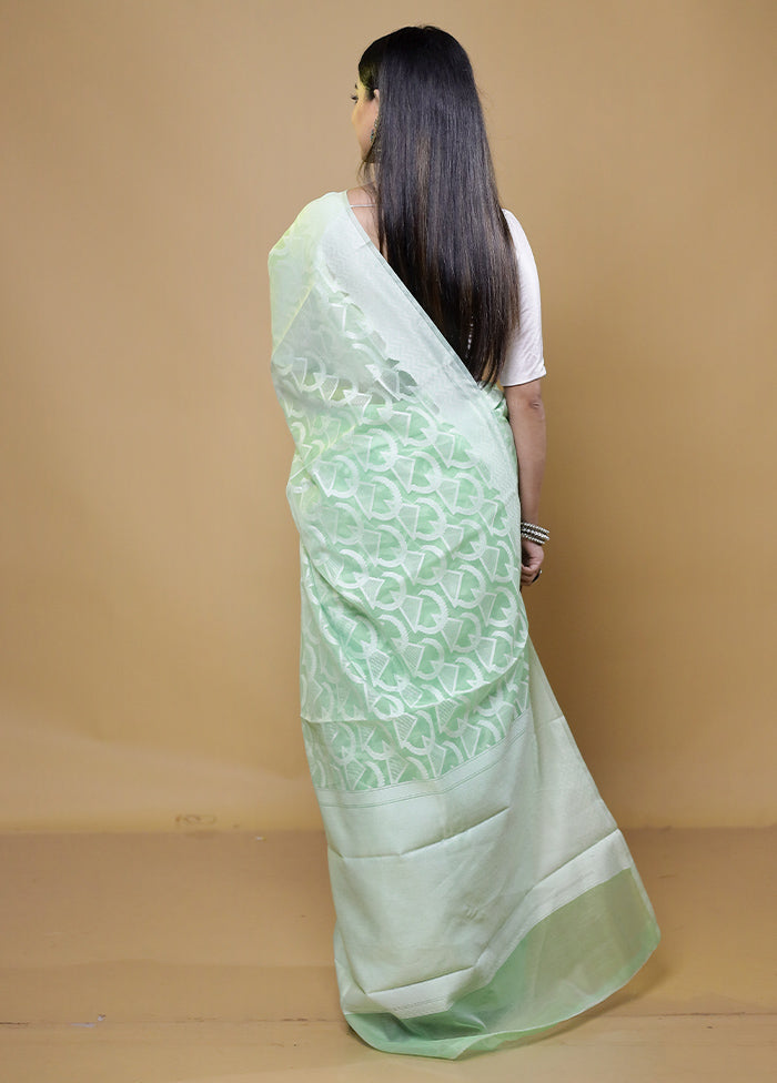 Green Cotton Saree With Blouse Piece