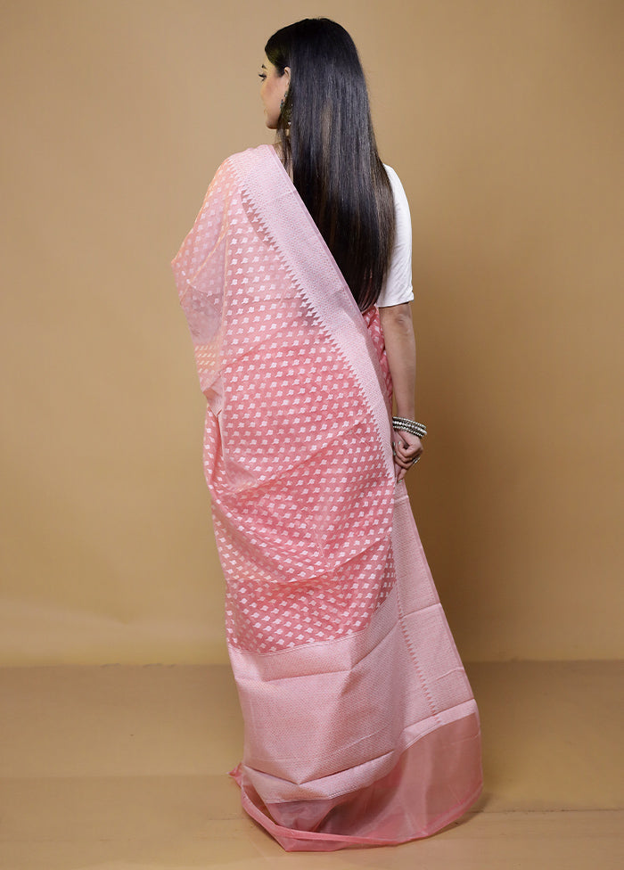 Pink Cotton Saree With Blouse Piece