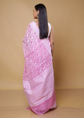 Pink Cotton Saree With Blouse Piece