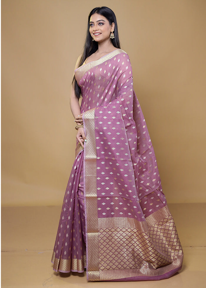 Purple Kora Silk Saree With Blouse Piece