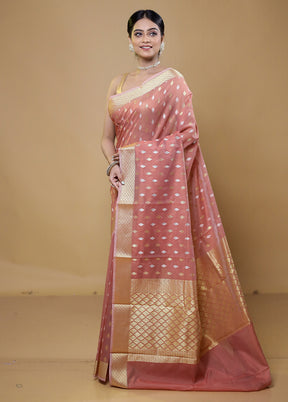 Pink Kora Silk Saree With Blouse Piece