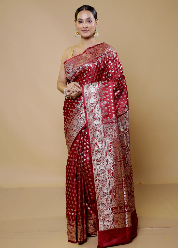 Brown Banarasi Silk Saree With Blouse Piece