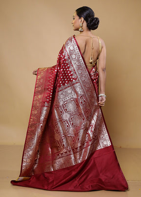 Brown Banarasi Silk Saree With Blouse Piece