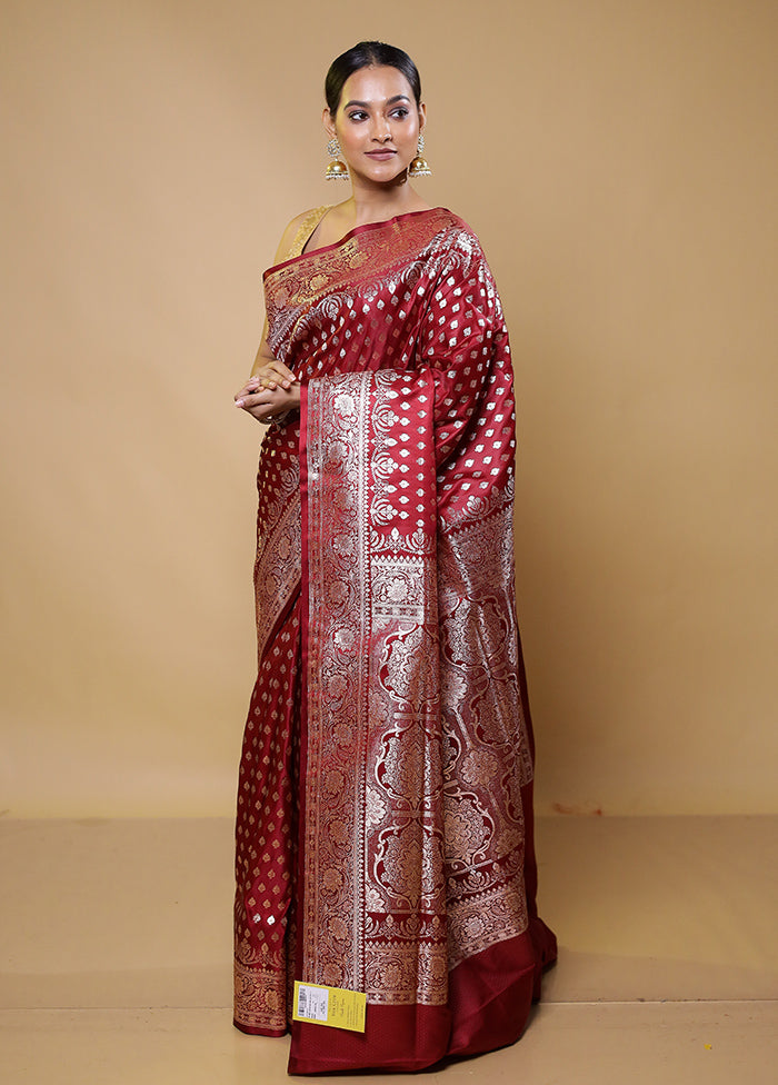 Brown Banarasi Silk Saree With Blouse Piece