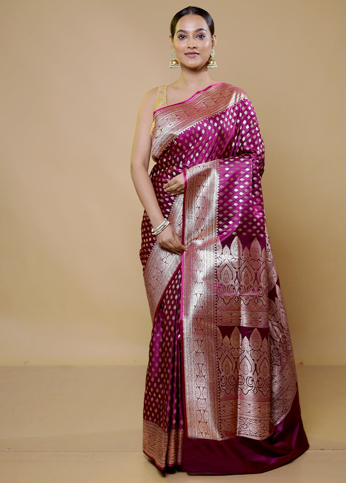 Purple Banarasi Silk Saree With Blouse Piece