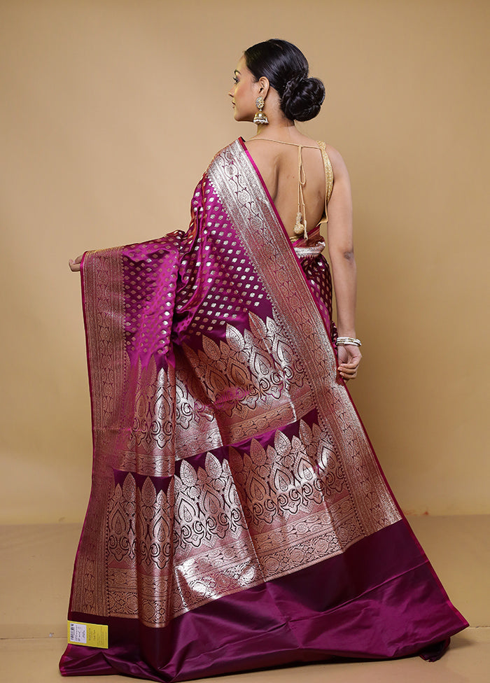 Purple Banarasi Silk Saree With Blouse Piece