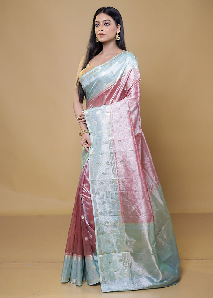 Pink Tissue Silk Saree With Blouse Piece