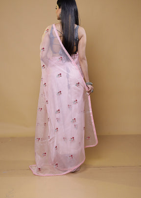 Pink Organza Saree With Blouse Piece