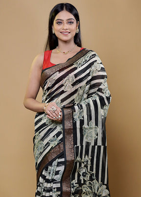 Black Pure Cotton Saree With Blouse Piece