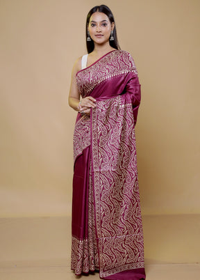 Pink Printed Silk Saree Without Blouse Piece