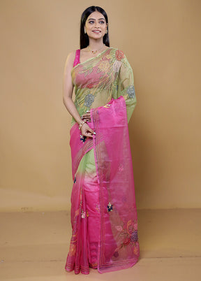 Pink Organza Saree With Blouse Piece