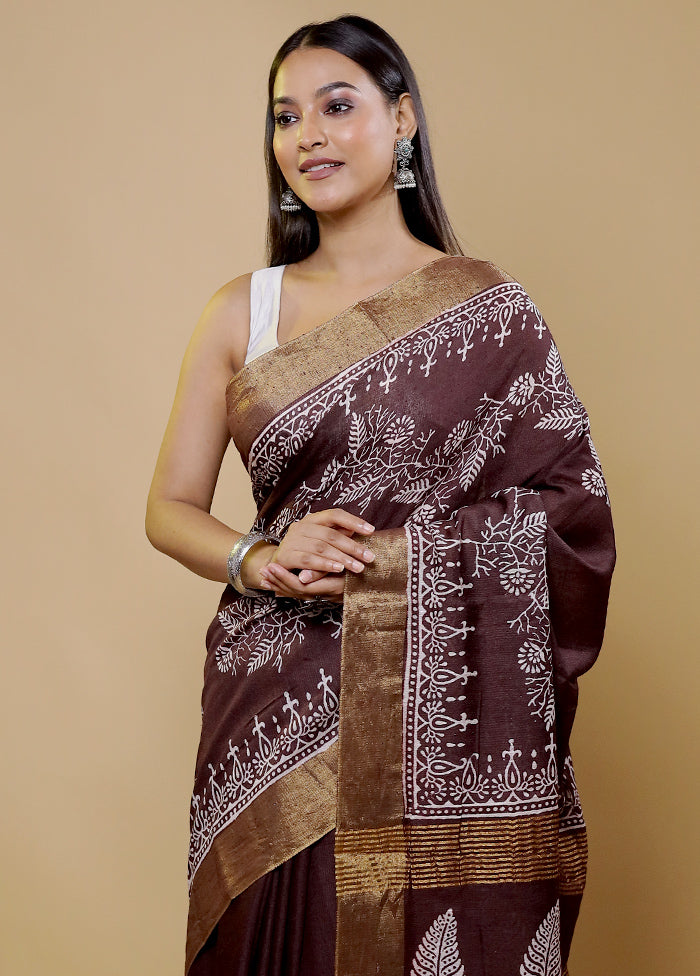 Maroon Chanderi Cotton Saree With Blouse Piece