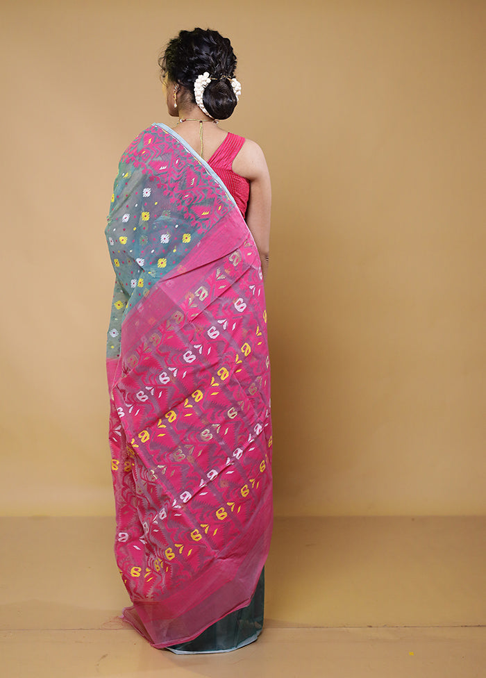 Pink Tant Jamdani Saree Without Blouse Piece