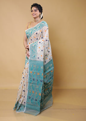 Cream Tant Jamdani Saree Without Blouse Piece