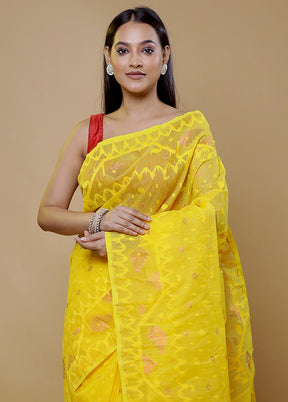 Yellow Tant Jamdani Saree Without Blouse Piece