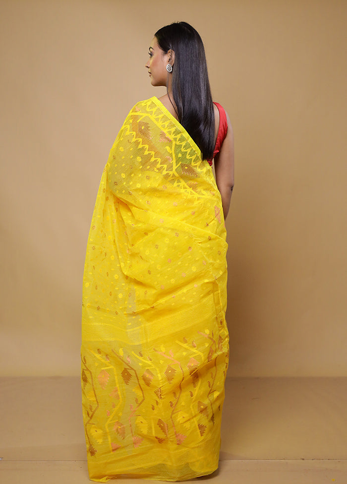 Yellow Tant Jamdani Saree Without Blouse Piece