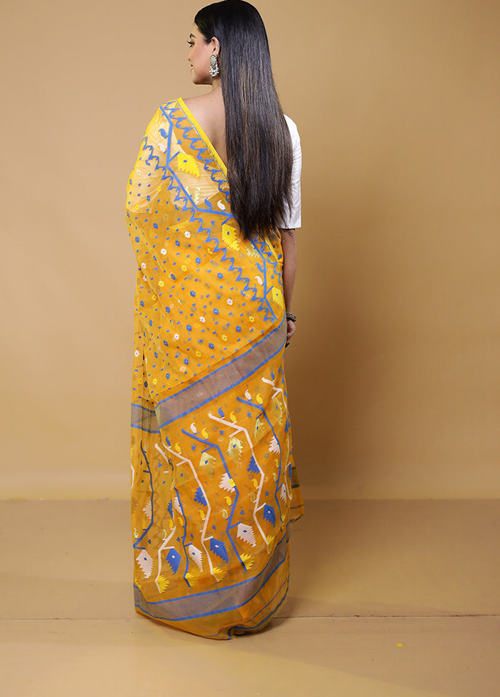 Yellow Tant Jamdani Saree Without Blouse Piece