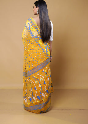 Yellow Tant Jamdani Saree Without Blouse Piece