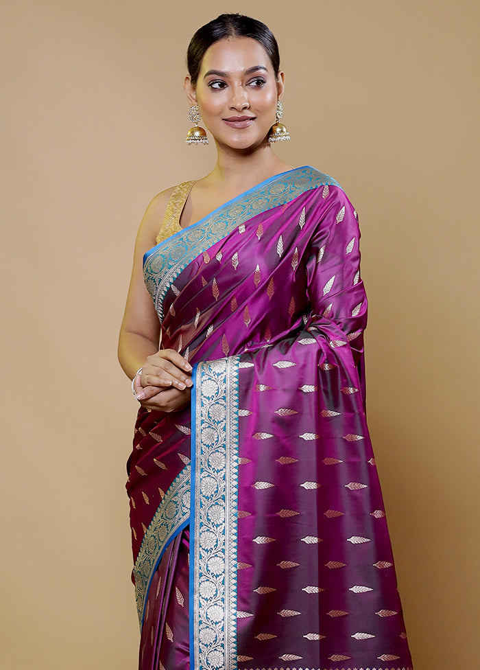 Pink Banarasi Silk Saree With Blouse Piece