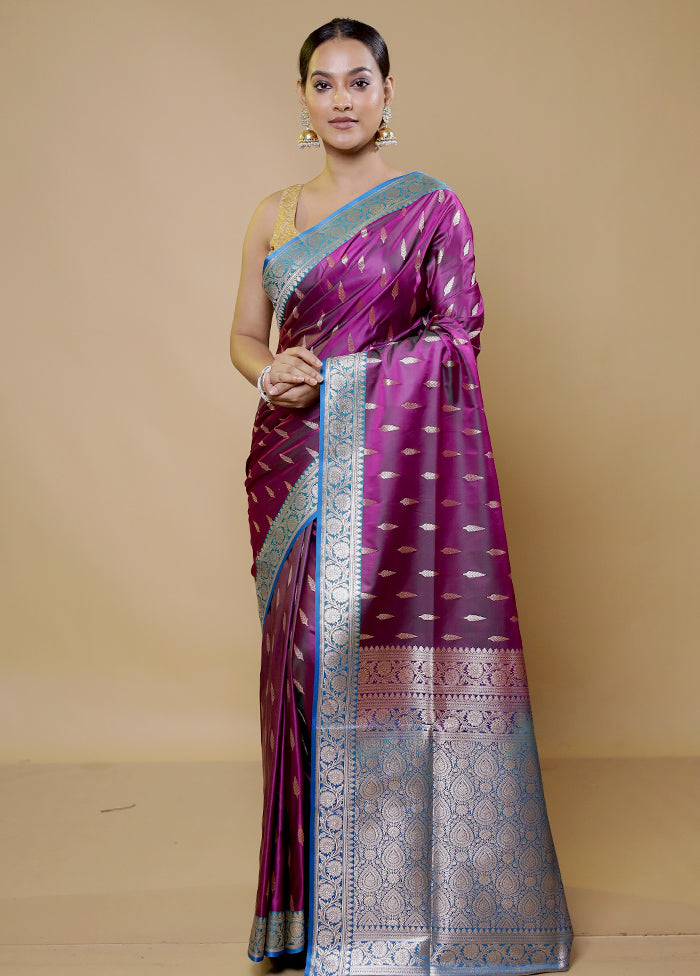 Pink Banarasi Silk Saree With Blouse Piece