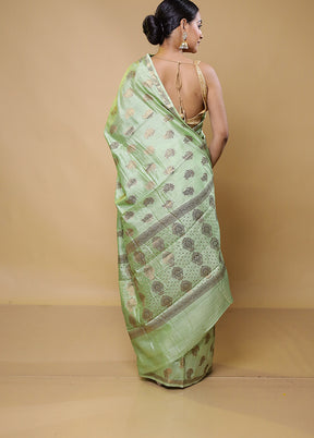 Green Tussar Silk Saree With Blouse Piece