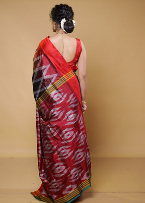 Black Handloom Pure Bishnupuri Silk Saree Without Blouse Piece