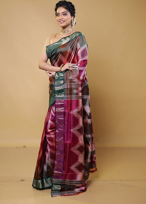 Pink Handloom Pure Bishnupuri Silk Saree Without Blouse Piece