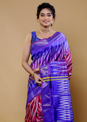 Blue Handloom Pure Bishnupuri Silk Saree Without Blouse Piece