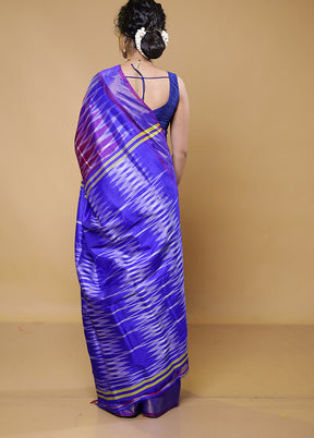 Blue Handloom Pure Bishnupuri Silk Saree Without Blouse Piece