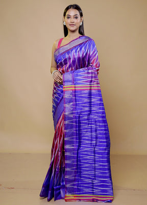 Purple Pure Bishnupuri Silk Saree Without Blouse Piece