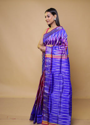 Purple Pure Bishnupuri Silk Saree Without Blouse Piece