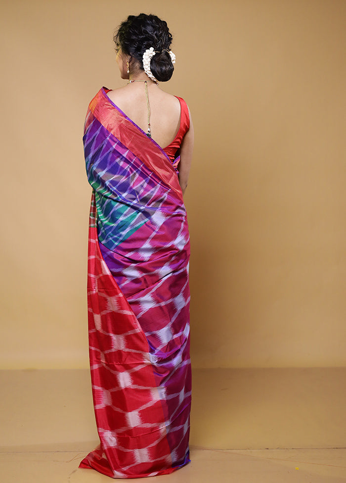 Multicolor Handloom Pure Bishnupuri Silk Saree Without Blouse Piece