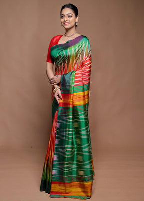 Rust Pure Bishnupuri Silk Saree Without Blouse Piece